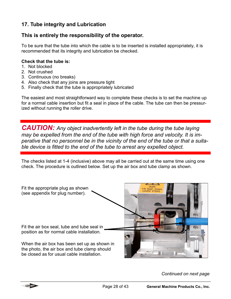 Caution | General Machine Products 89010 Breeze Micro Fiber Cable Blowing Machine User Manual | Page 28 / 43