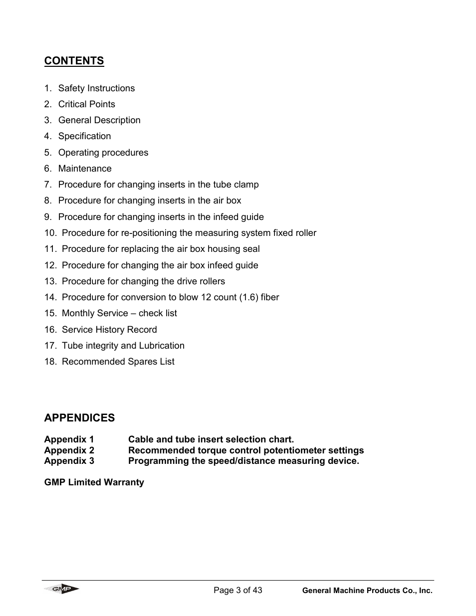 General Machine Products 89010 Breeze Micro Fiber Cable Blowing Machine User Manual | Page 3 / 43