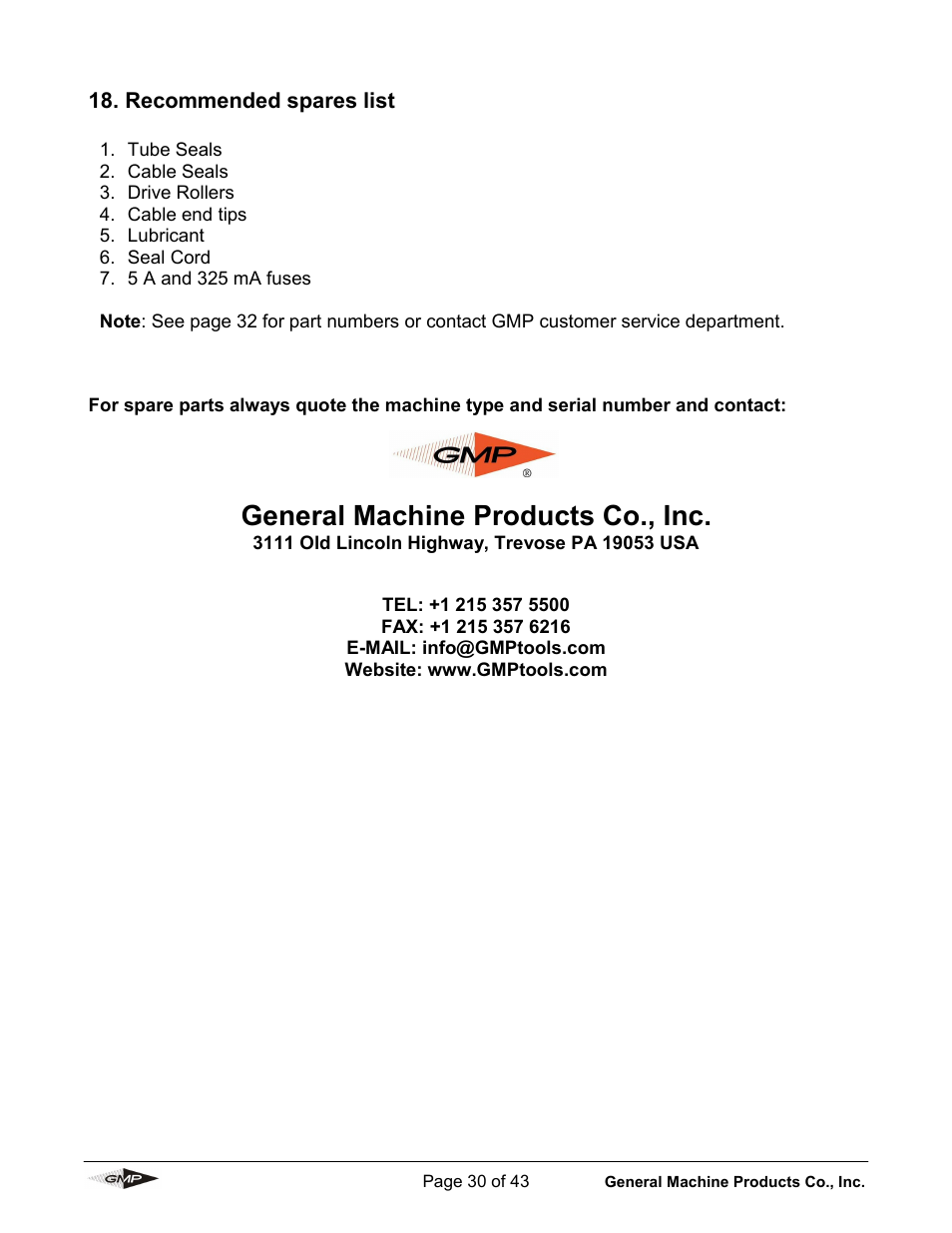 General machine products co., inc | General Machine Products 89010 Breeze Micro Fiber Cable Blowing Machine User Manual | Page 30 / 43