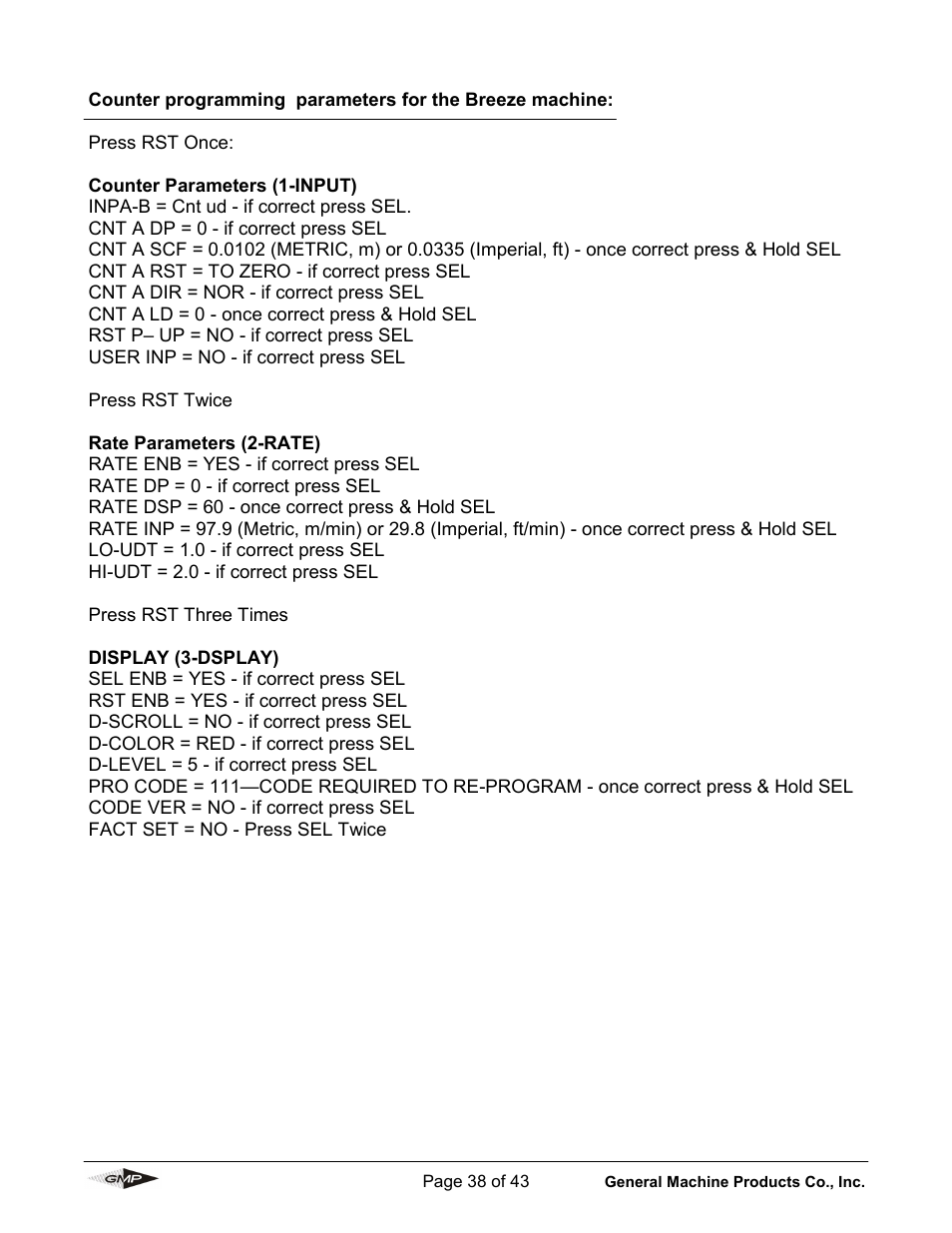 General Machine Products 89010 Breeze Micro Fiber Cable Blowing Machine User Manual | Page 38 / 43