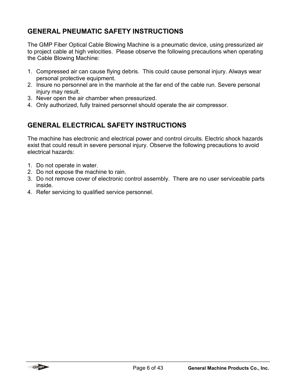 General Machine Products 89010 Breeze Micro Fiber Cable Blowing Machine User Manual | Page 6 / 43