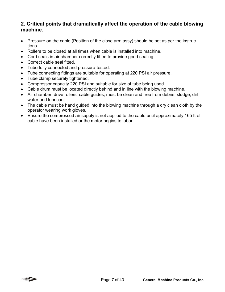 General Machine Products 89010 Breeze Micro Fiber Cable Blowing Machine User Manual | Page 7 / 43