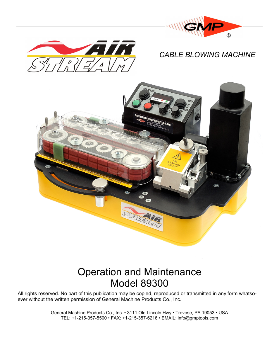 General Machine Products 89300 AirStream Cable Blowing Machine User Manual | 44 pages