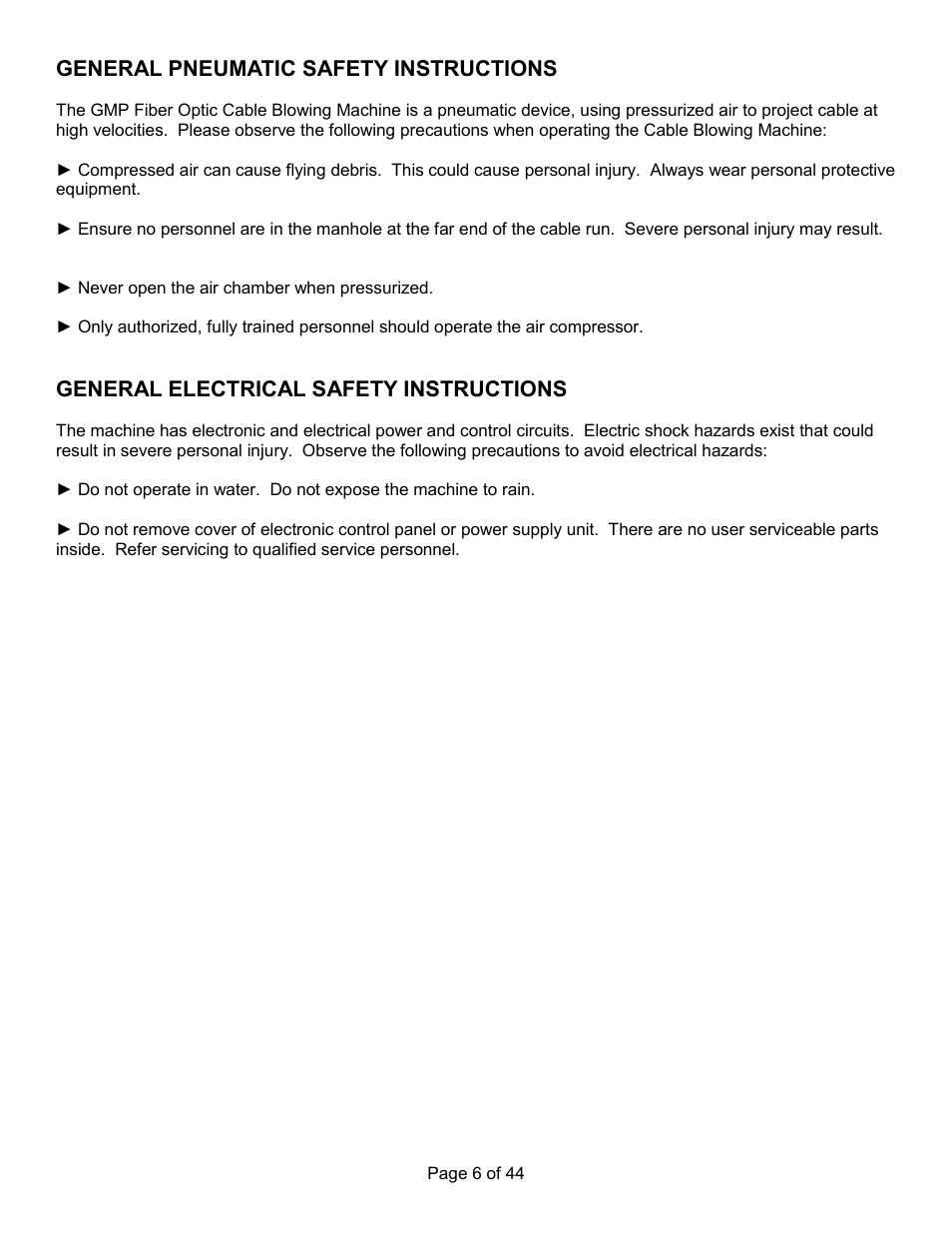 General Machine Products 89300 AirStream Cable Blowing Machine User Manual | Page 6 / 44