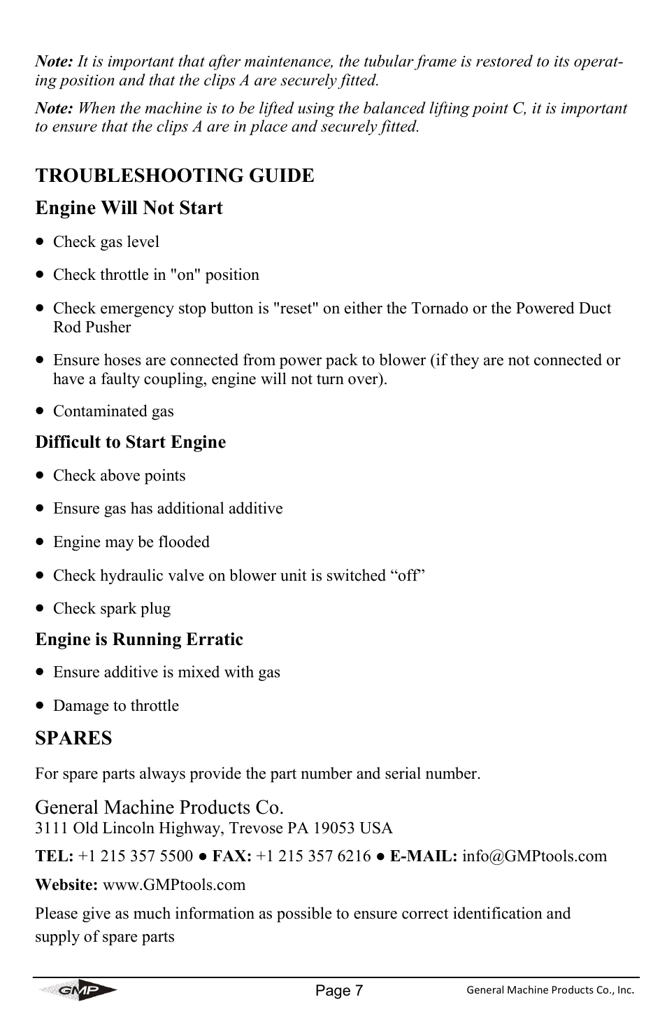 General Machine Products 89950 JetStream Cable Blowing Machine User Manual | Page 7 / 8