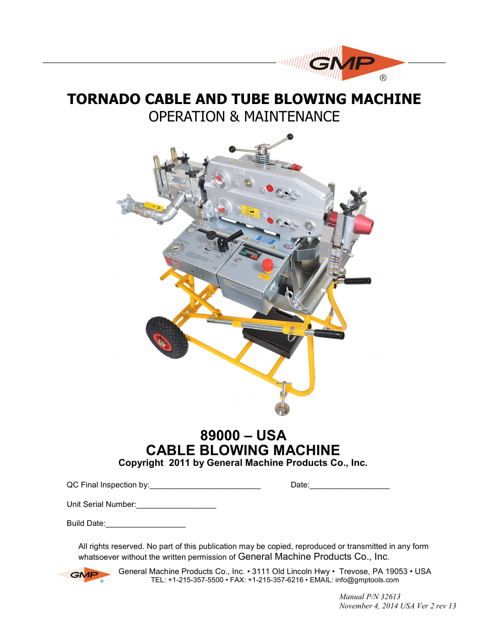General Machine Products 89000 Cable Blowing Machine(Current) User Manual | 64 pages