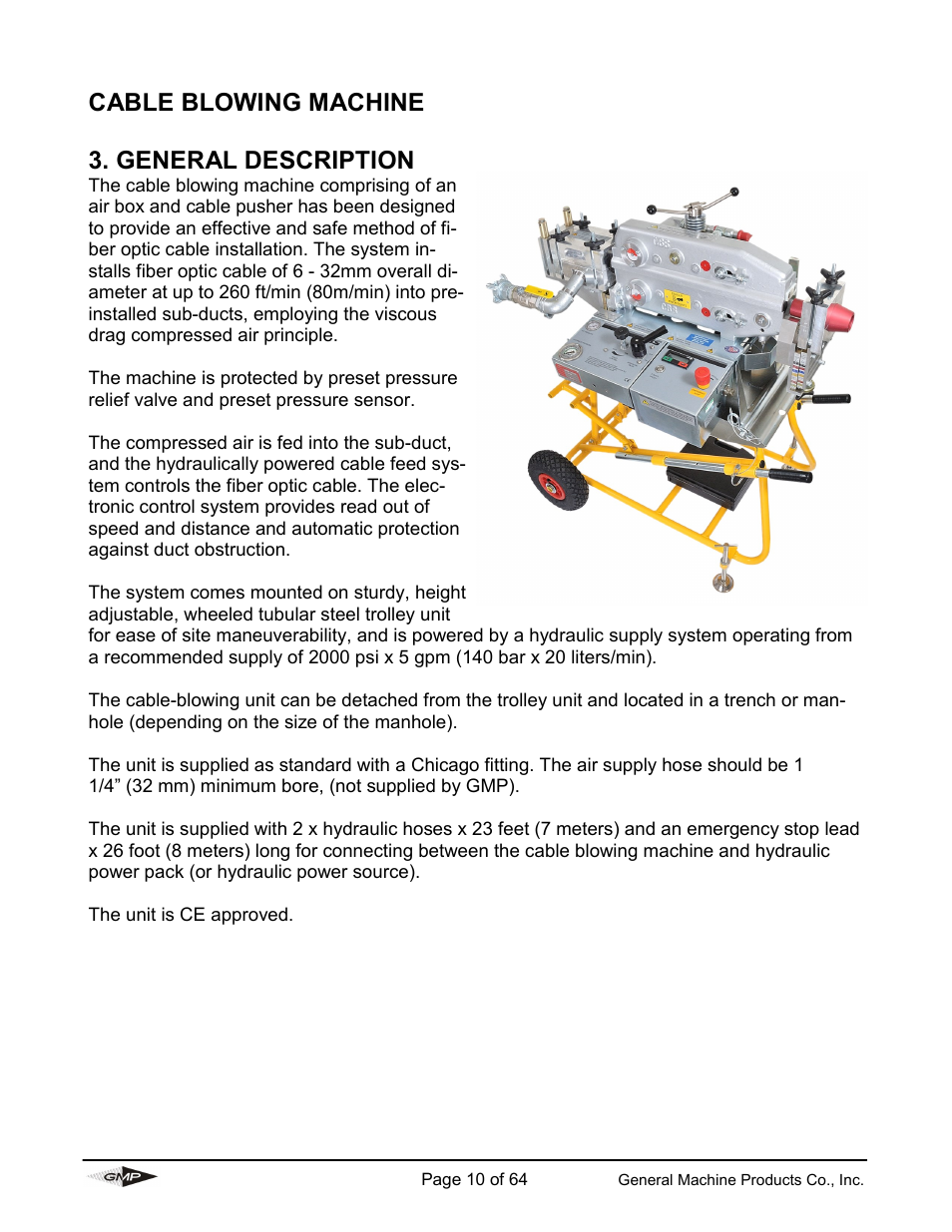 Cable blowing machine 3. general description | General Machine Products 89000 Cable Blowing Machine(Current) User Manual | Page 10 / 64