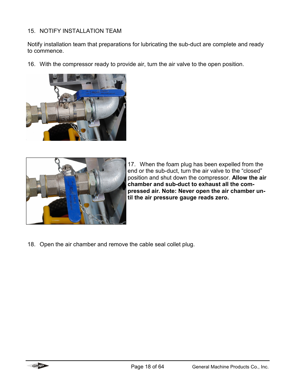General Machine Products 89000 Cable Blowing Machine(Current) User Manual | Page 18 / 64