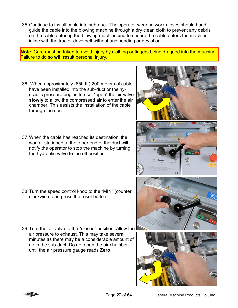 General Machine Products 89000 Cable Blowing Machine(Current) User Manual | Page 27 / 64