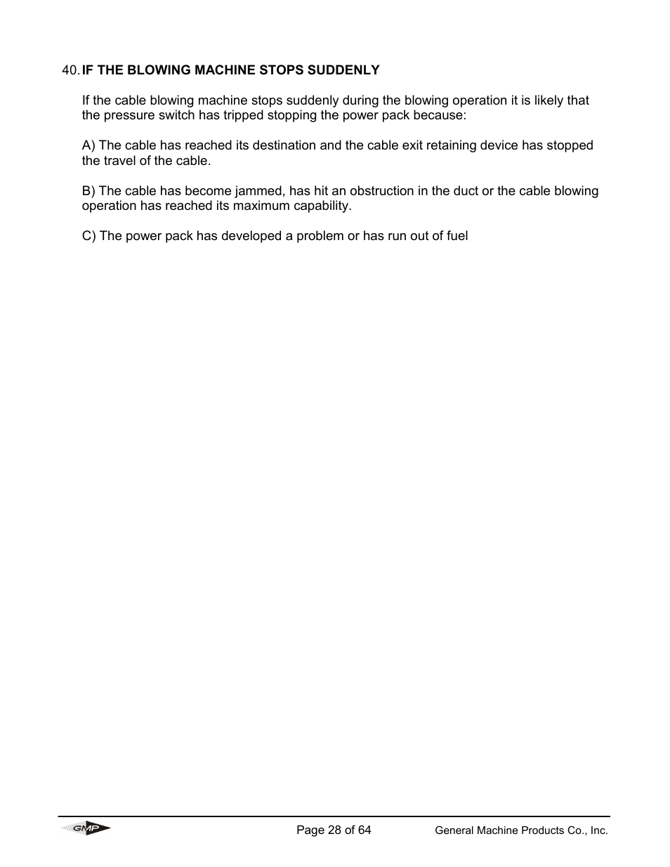 General Machine Products 89000 Cable Blowing Machine(Current) User Manual | Page 28 / 64
