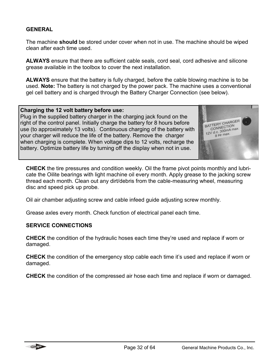 General Machine Products 89000 Cable Blowing Machine(Current) User Manual | Page 32 / 64