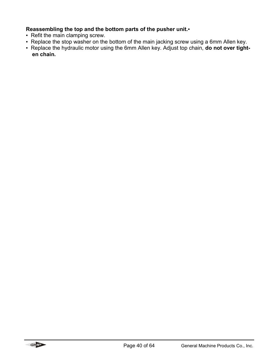 General Machine Products 89000 Cable Blowing Machine(Current) User Manual | Page 40 / 64