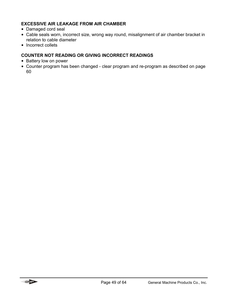 General Machine Products 89000 Cable Blowing Machine(Current) User Manual | Page 49 / 64