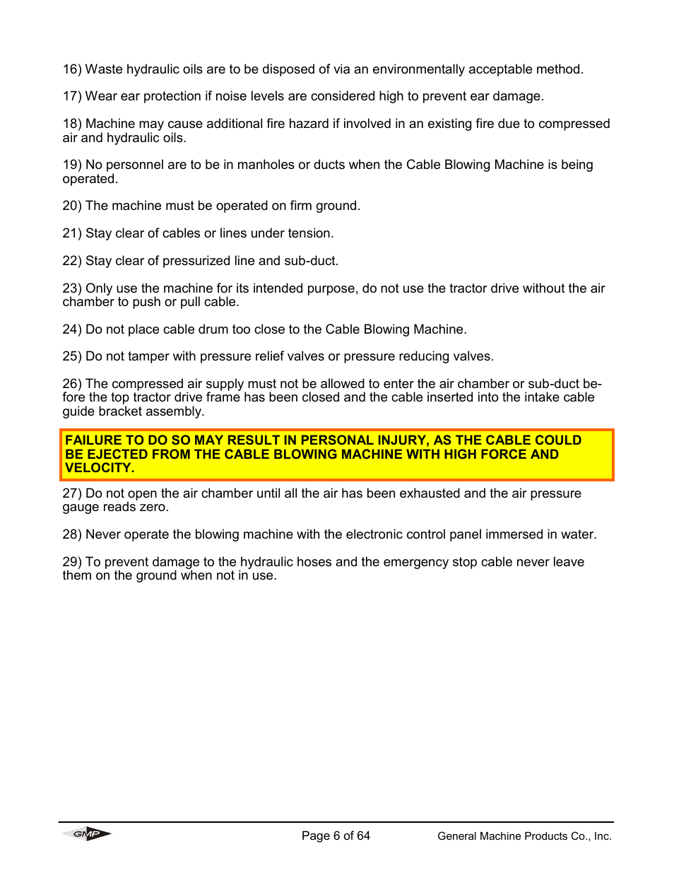 General Machine Products 89000 Cable Blowing Machine(Current) User Manual | Page 6 / 64