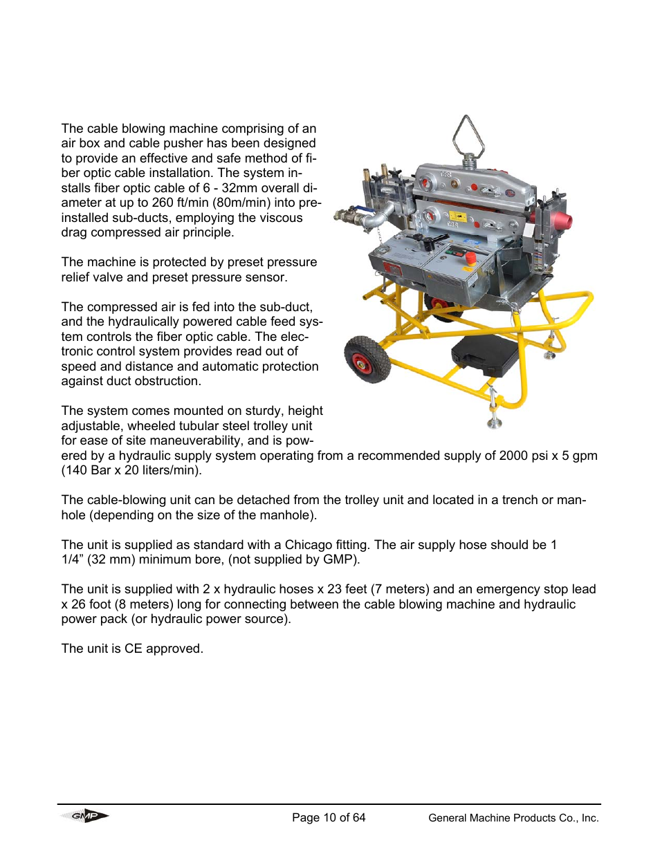 Cable blowing machine 3. general description | General Machine Products 89000 Cable Blowing Machine(Previous) User Manual | Page 10 / 62