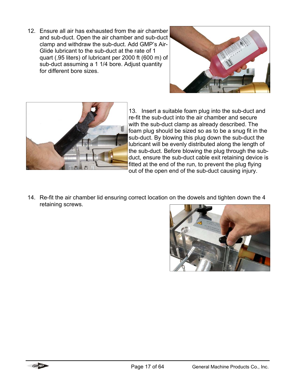 General Machine Products 89000 Cable Blowing Machine(Previous) User Manual | Page 17 / 62