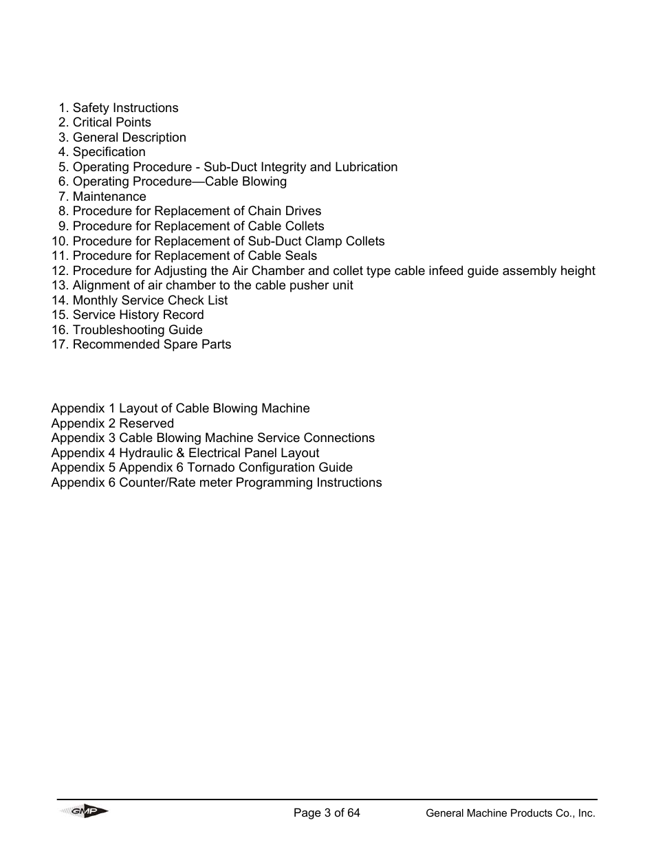 General Machine Products 89000 Cable Blowing Machine(Previous) User Manual | Page 3 / 62