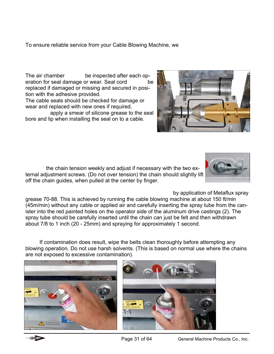 Maintenance | General Machine Products 89000 Cable Blowing Machine(Previous) User Manual | Page 31 / 62