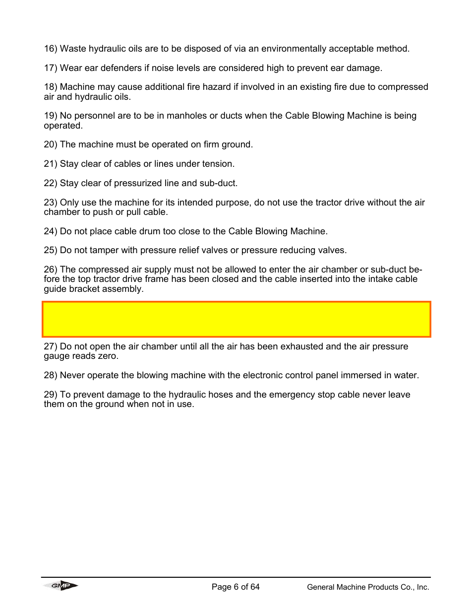 General Machine Products 89000 Cable Blowing Machine(Previous) User Manual | Page 6 / 62