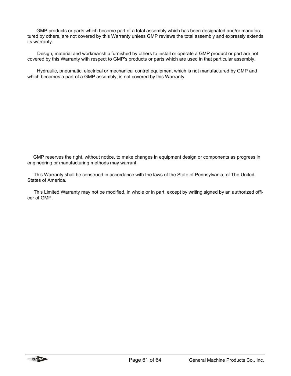General Machine Products 89000 Cable Blowing Machine(Previous) User Manual | Page 61 / 62