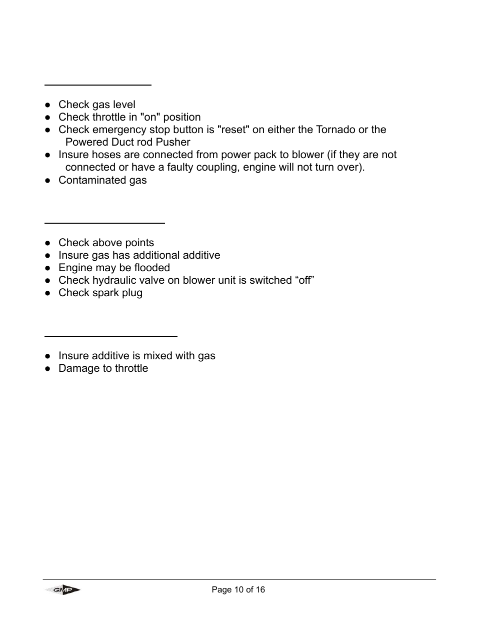 Troubleshooting guide | General Machine Products Tornado Hydraulic Power Pack Vertical Style User Manual | Page 10 / 16