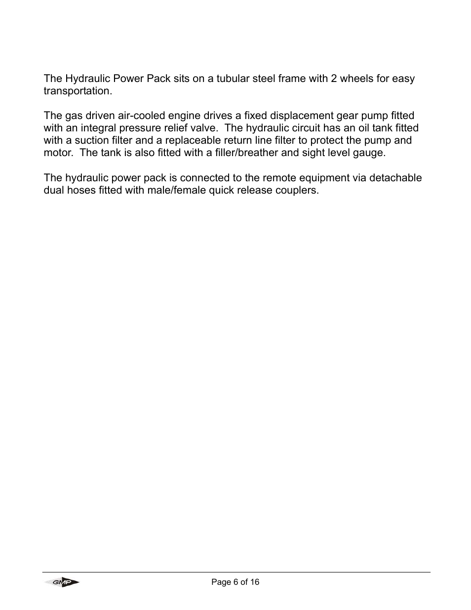 General description | General Machine Products Tornado Hydraulic Power Pack Vertical Style User Manual | Page 6 / 16