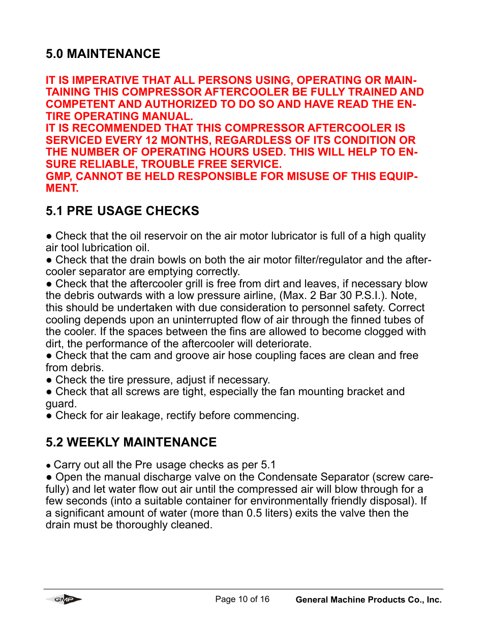 General Machine Products 89009 Compressor Aircooler User Manual | Page 10 / 16