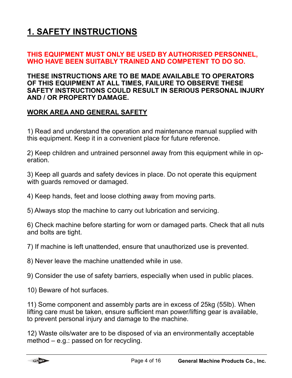 Safety instructions | General Machine Products 89009 Compressor Aircooler User Manual | Page 4 / 16