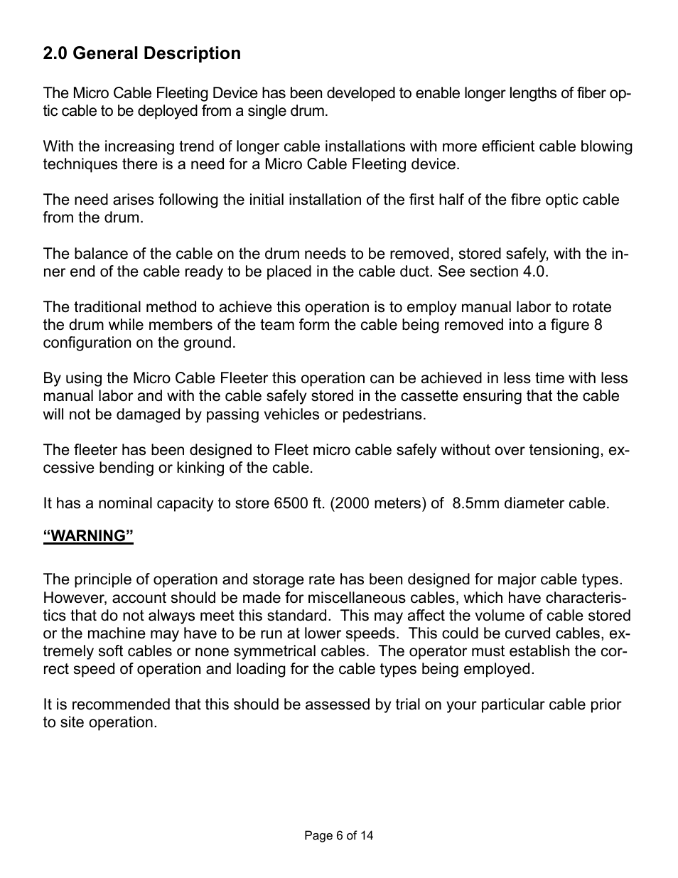 0 general description | General Machine Products 89002 Micro Cable Fleeter User Manual | Page 6 / 14