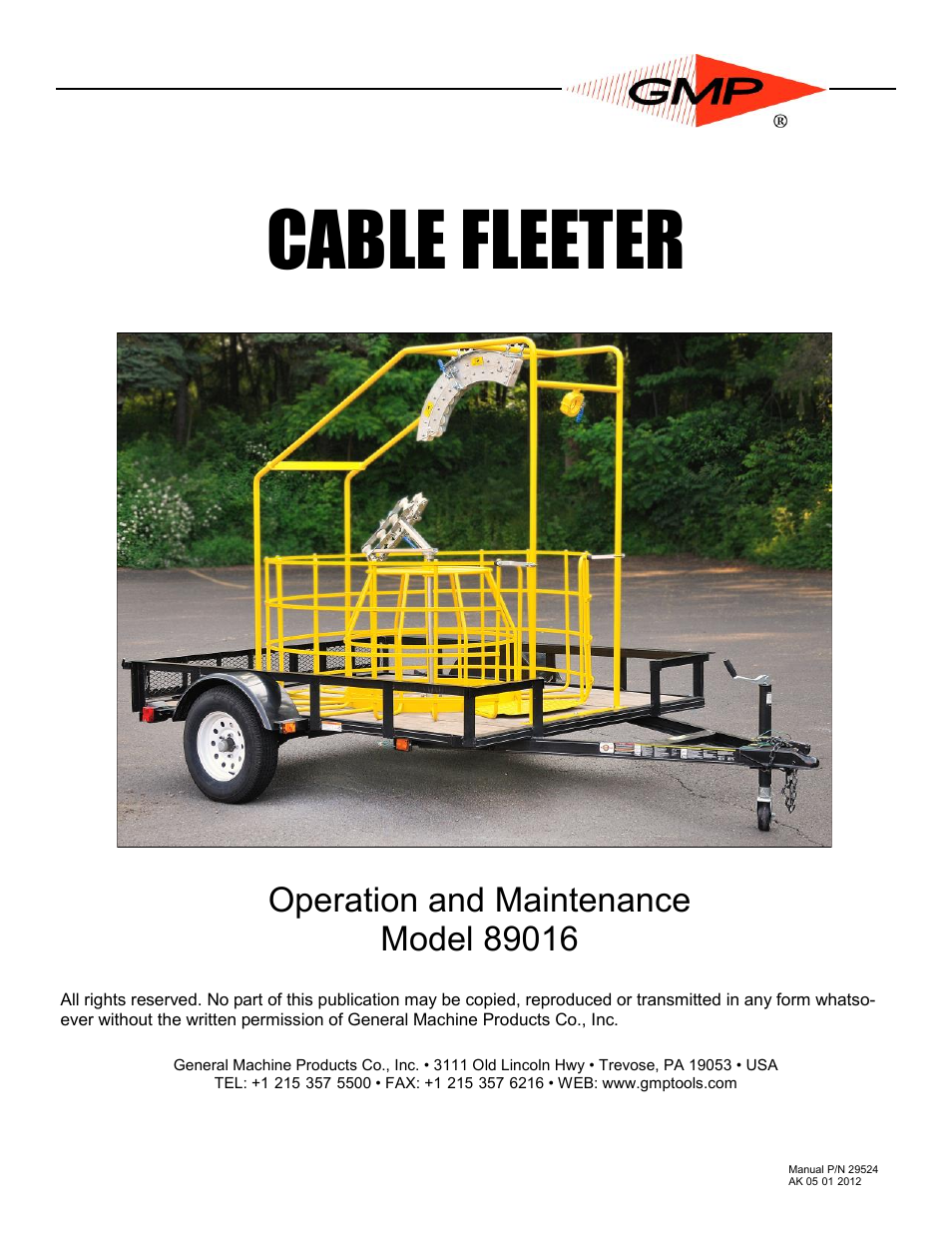 General Machine Products 89016 Trailer Mounted Cable Fleeter 1/2