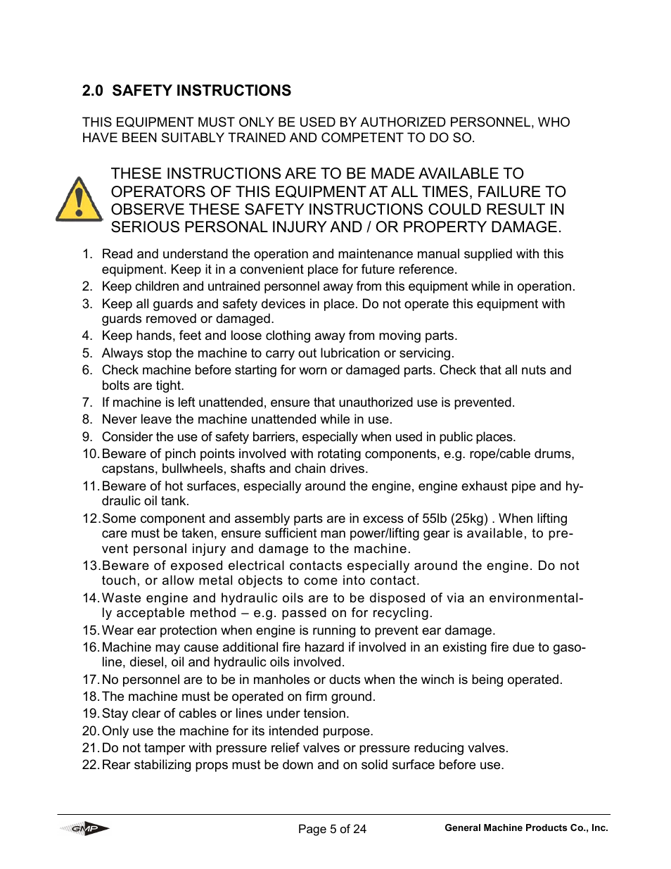 General Machine Products 70605 Trailer Mounted Fiber Optic Puller User Manual | Page 5 / 24
