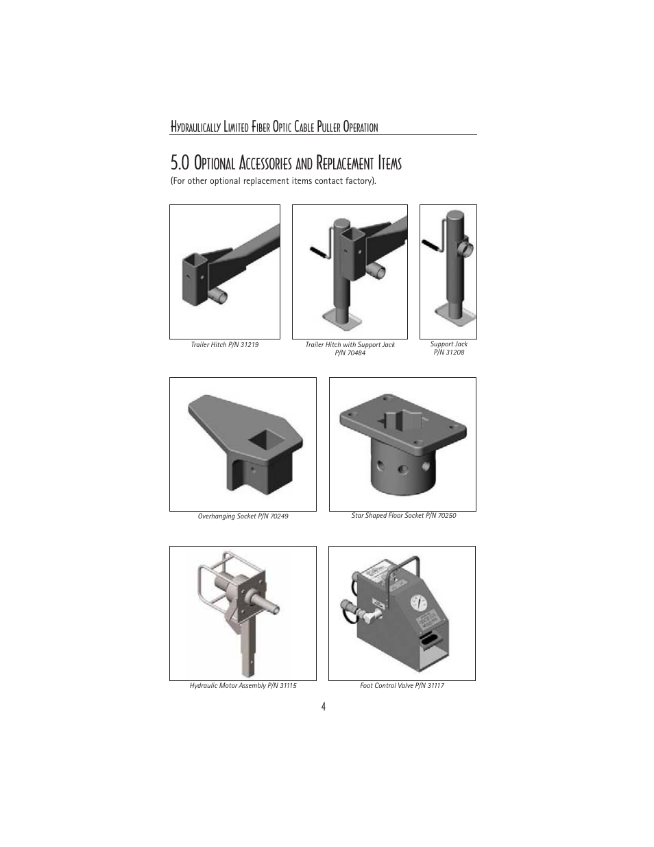 Ptional, Ccessories and, Eplacement | Tems | General Machine Products 70483 Hydraulically Limited Cable Puller User Manual | Page 4 / 12