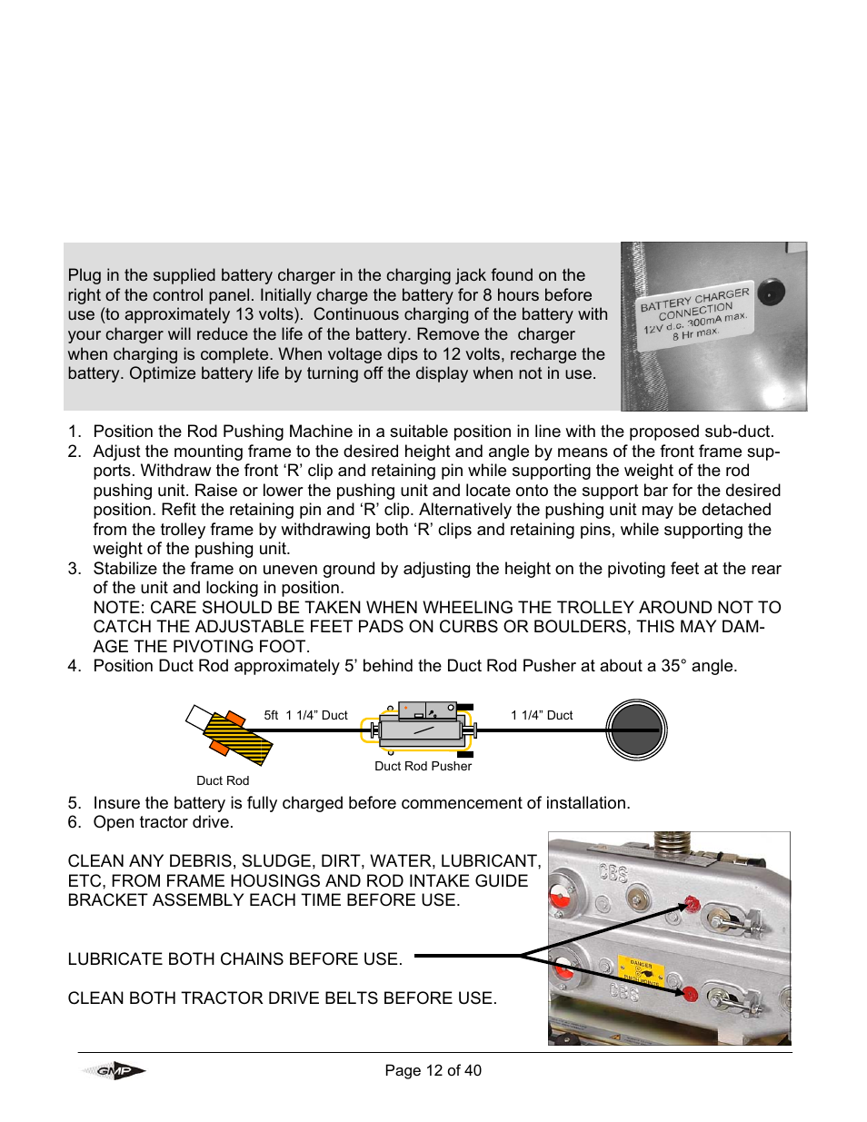 Operating procedure | General Machine Products 89004 Portable Powered Duct Rod Pusher User Manual | Page 12 / 39