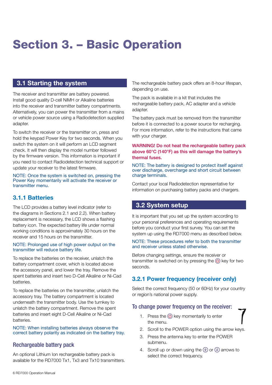2 system setup, 1 starting the system | General Machine Products RD7000 Traceable Rod Detection User Manual | Page 12 / 42