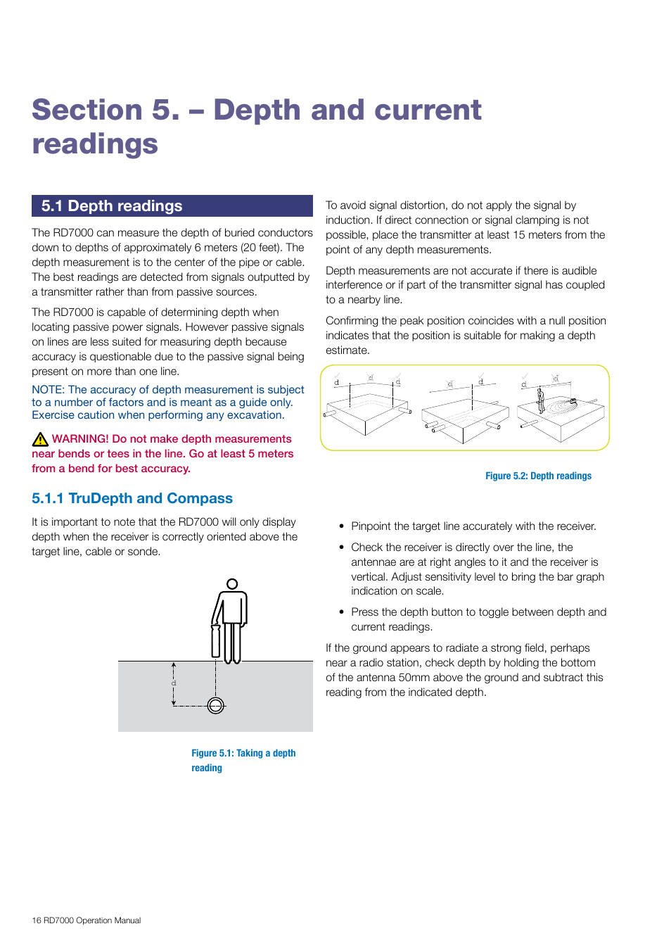1 depth readings | General Machine Products RD7000 Traceable Rod Detection User Manual | Page 22 / 42