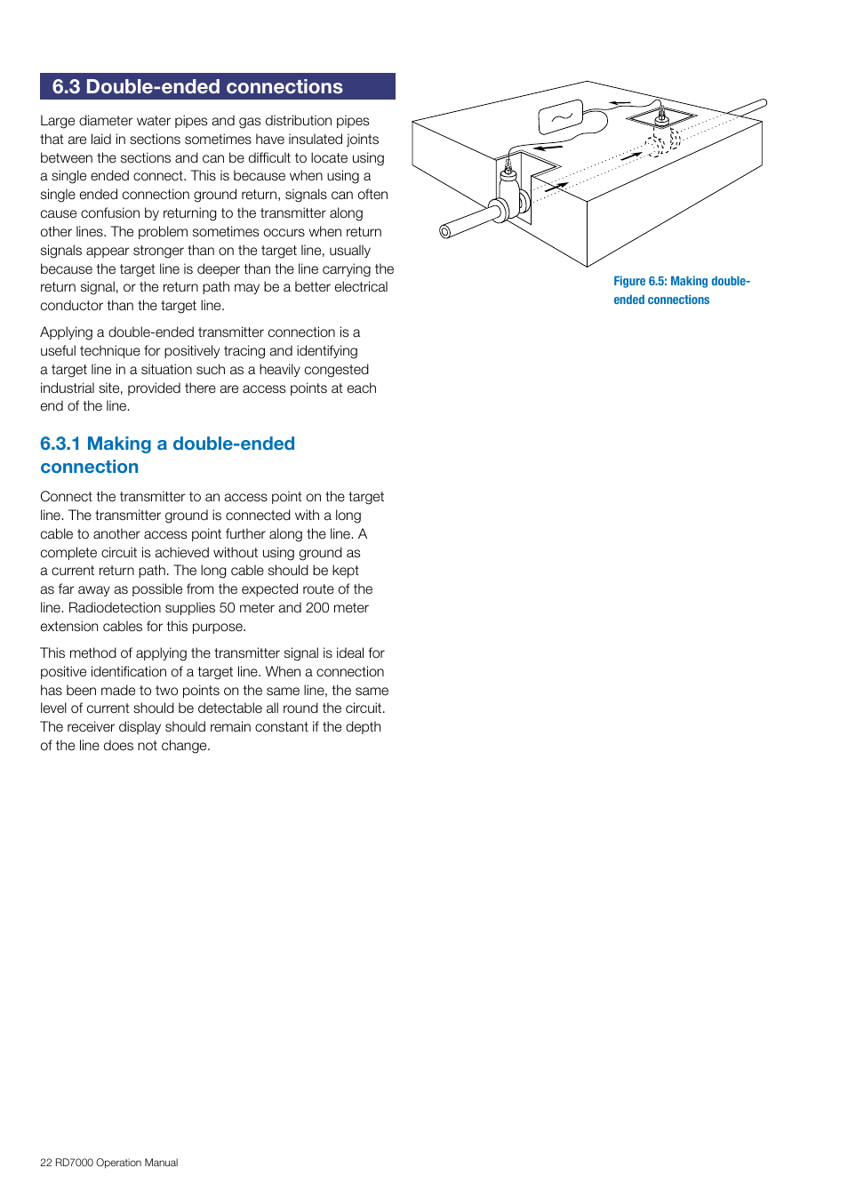 3 double-ended connections, 1 making a double-ended connection | General Machine Products RD7000 Traceable Rod Detection User Manual | Page 28 / 42