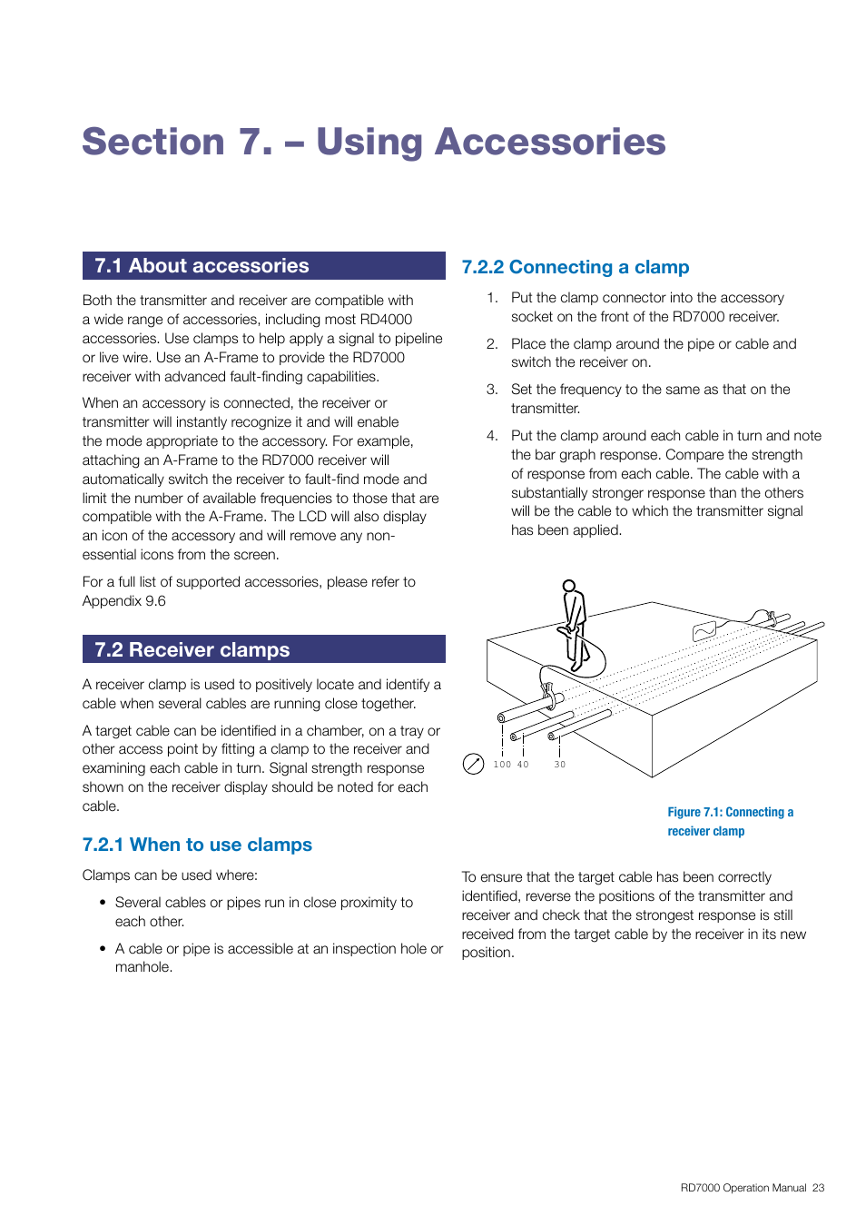 1 about accessories, 2 receiver clamps | General Machine Products RD7000 Traceable Rod Detection User Manual | Page 29 / 42