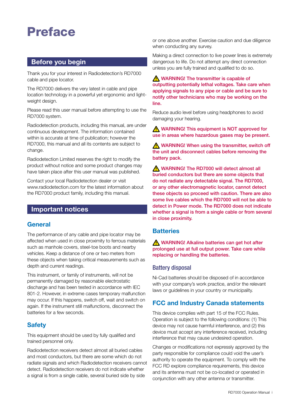 Preface, Before you begin, Important notices | General Machine Products RD7000 Traceable Rod Detection User Manual | Page 3 / 42