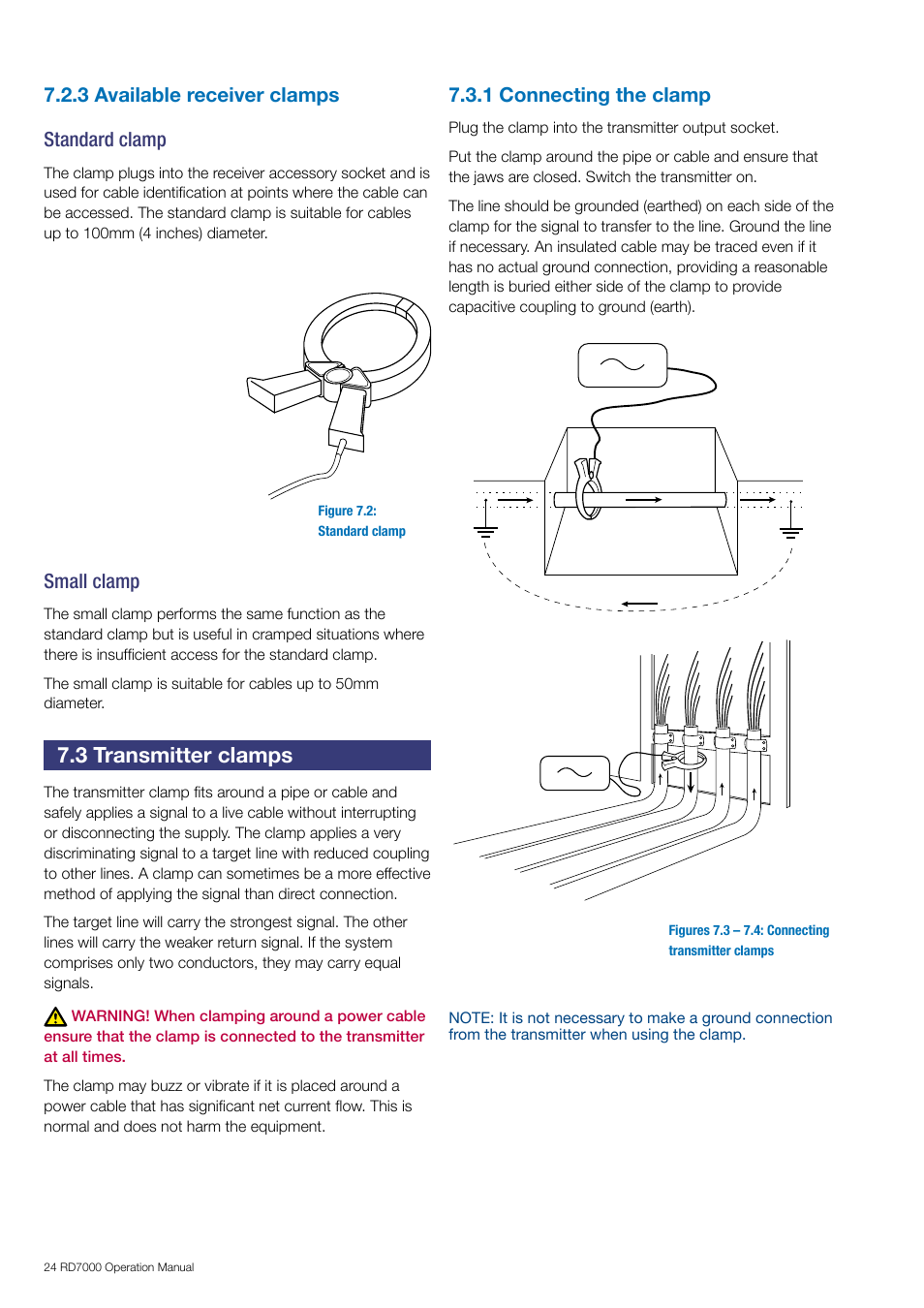 3 transmitter clamps | General Machine Products RD7000 Traceable Rod Detection User Manual | Page 30 / 42
