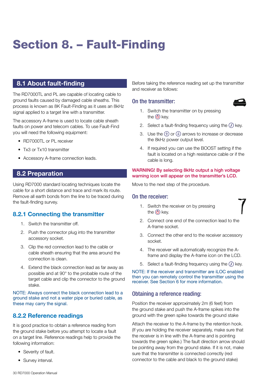 1 about fault-finding, 2 preparation | General Machine Products RD7000 Traceable Rod Detection User Manual | Page 36 / 42