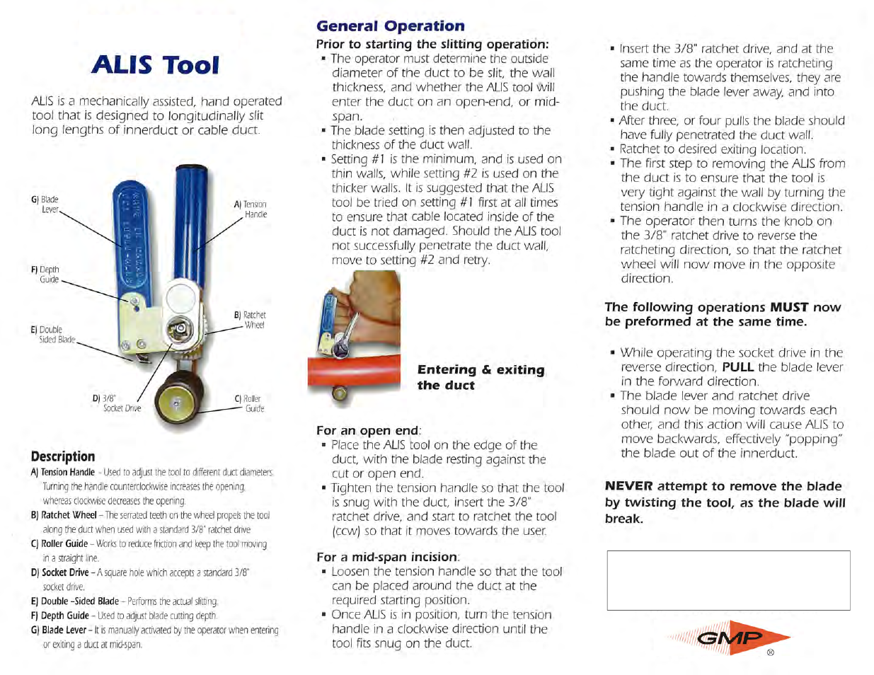 General Machine Products 10900 Longitudinal Duct Slitter User Manual | 1 page