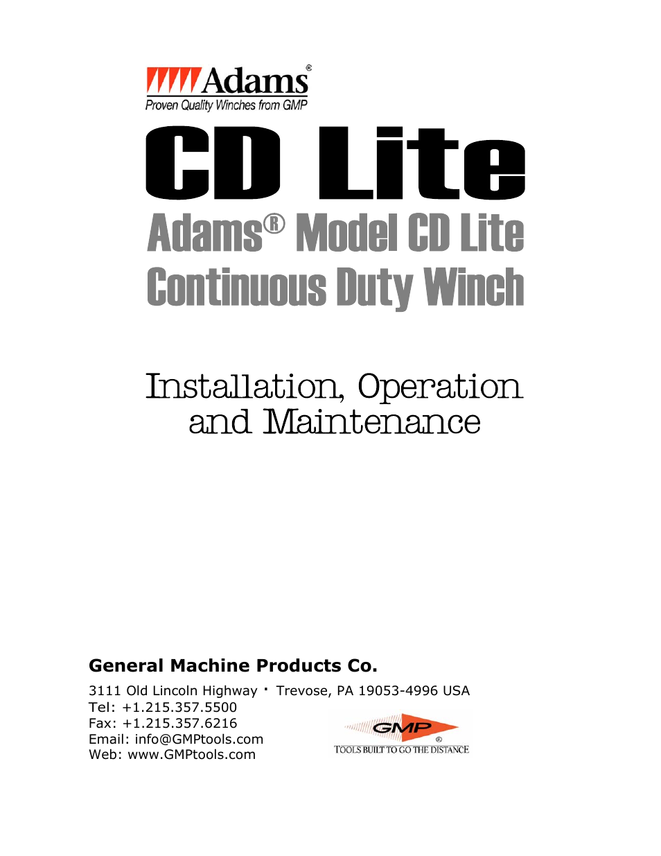 General Machine Products 70601 Adams CD Lite Winch User Manual | 29 pages