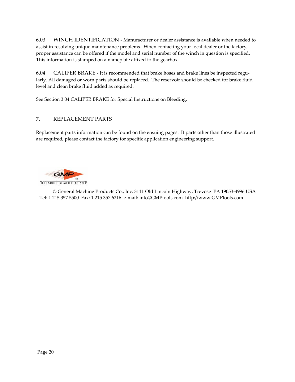 General Machine Products 70601 Adams CD Lite Winch User Manual | Page 21 / 29