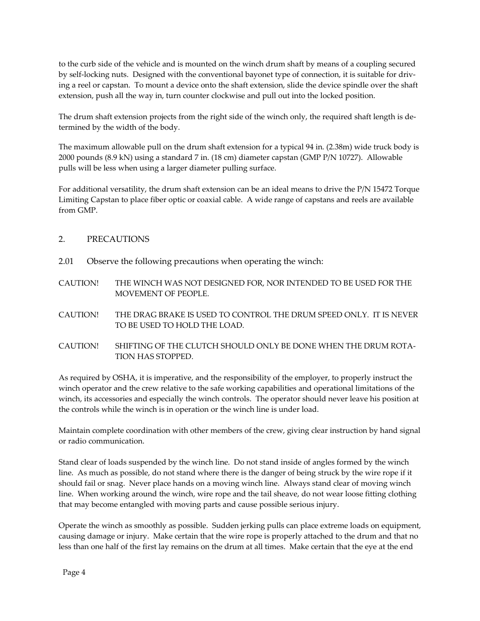 General Machine Products 70601 Adams CD Lite Winch User Manual | Page 5 / 29