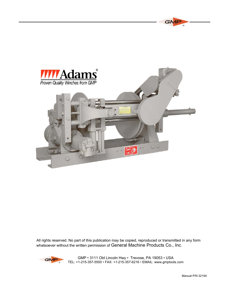 General Machine Products 70530 Adams WG Winch User Manual | 28 pages