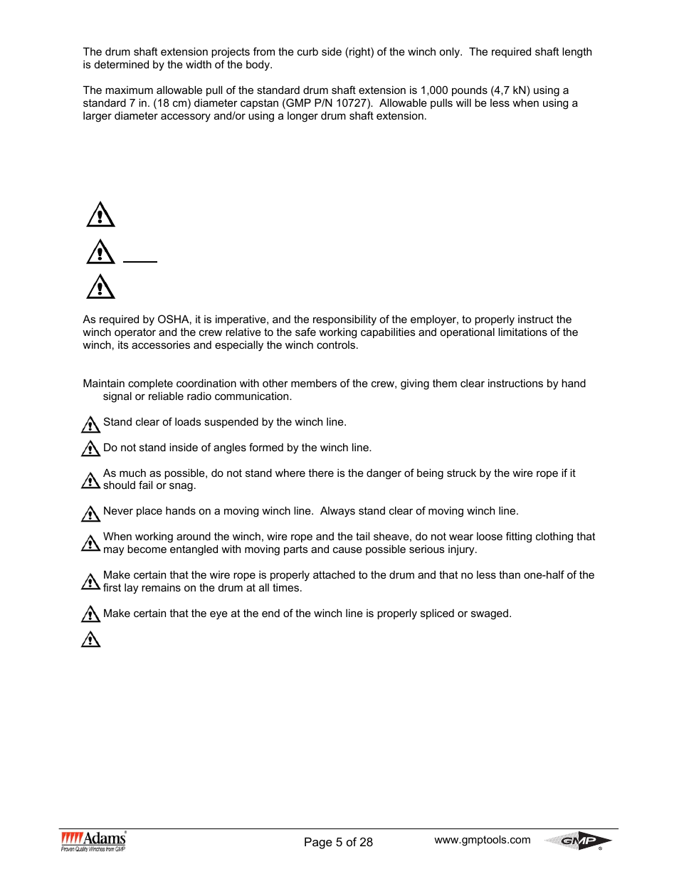 General Machine Products 70530 Adams WG Winch User Manual | Page 5 / 28
