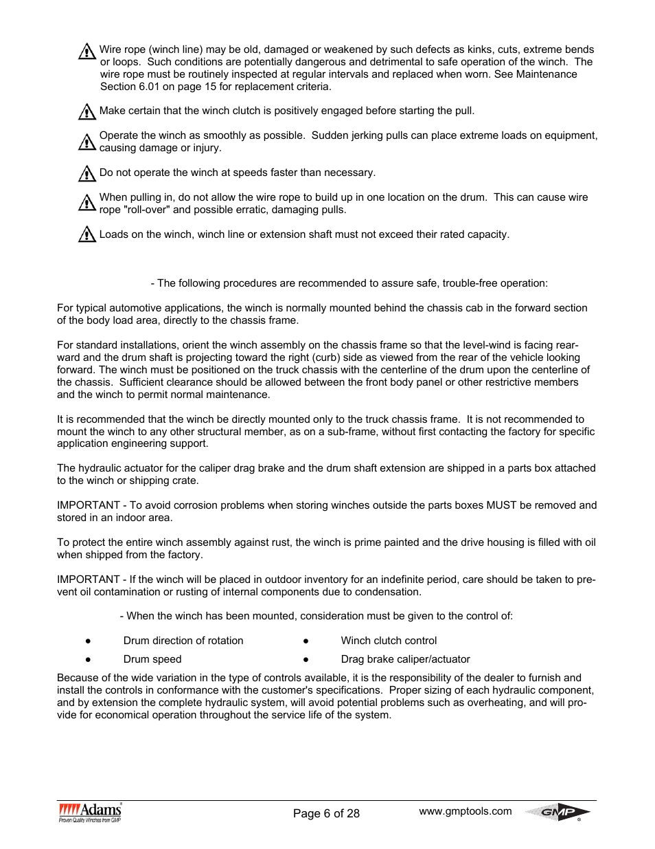 General Machine Products 70530 Adams WG Winch User Manual | Page 6 / 28