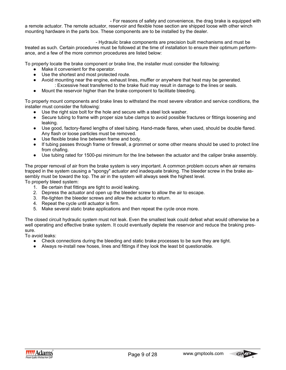 General Machine Products 70530 Adams WG Winch User Manual | Page 9 / 28