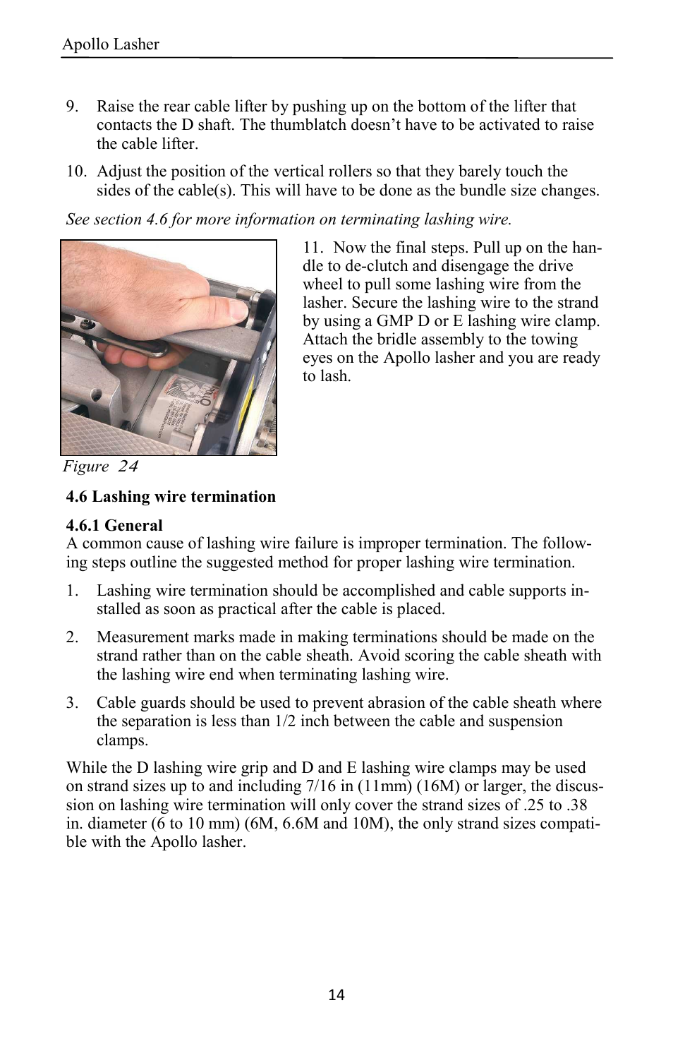 General Machine Products 70400 Apollo Cable Lasher User Manual | Page 14 / 24