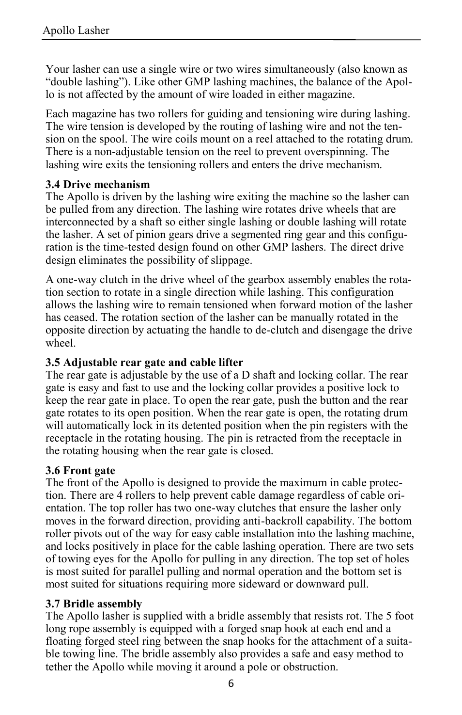 General Machine Products 70400 Apollo Cable Lasher User Manual | Page 6 / 24